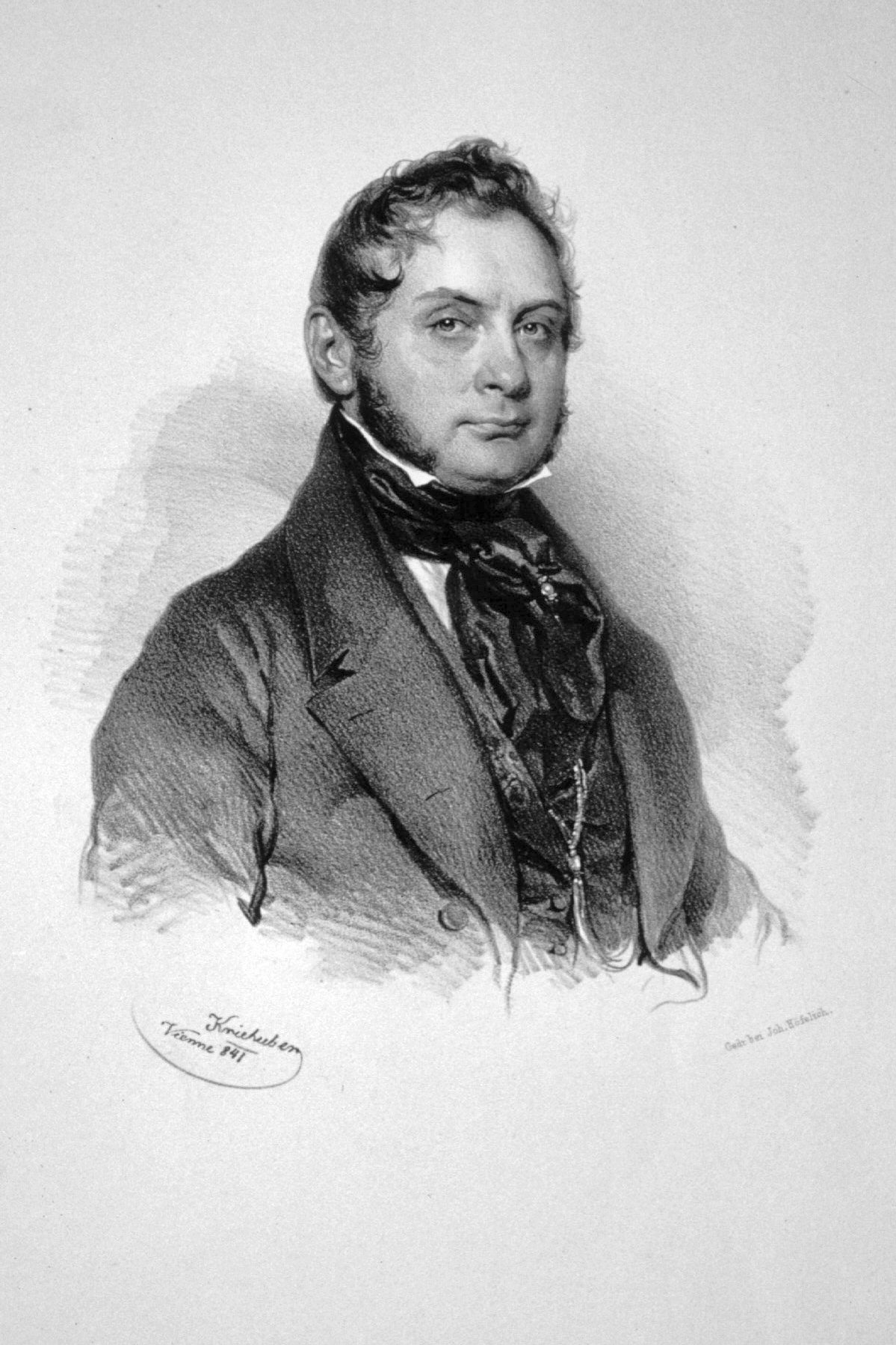 Moritz Karl Wilhelm Graf Strachwitz, Lithographie von Josef Kriehuber, 1841